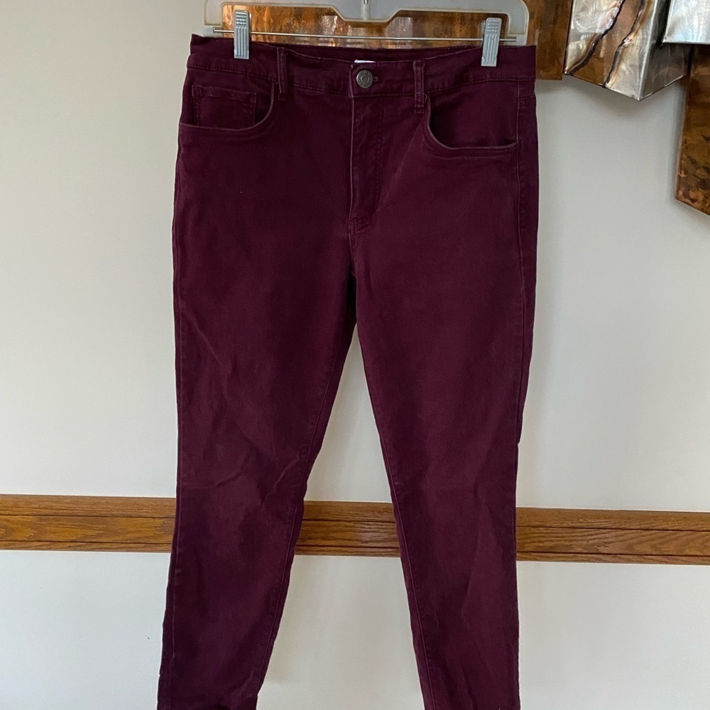 Loft Skinny Velvety Pants maroon Size 8 - Picture 2 of 10